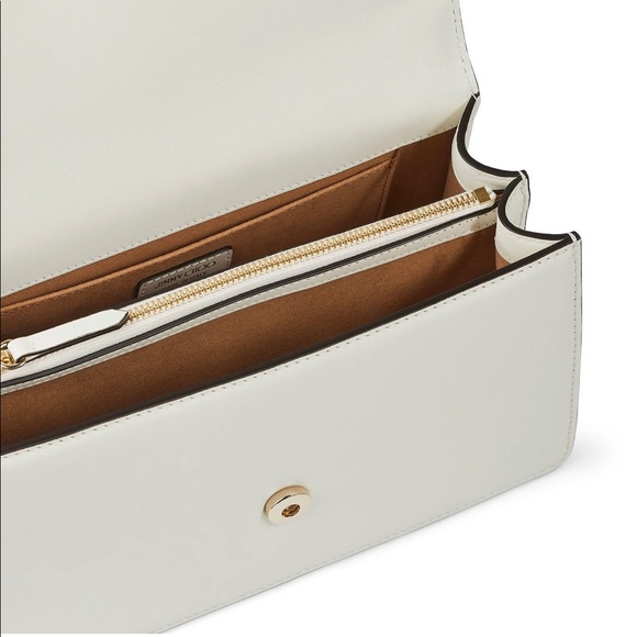 Latte Fine Shiny Calf Leather Shoulder Bag with Light Gold JC Emblem - Picture 6 of 6